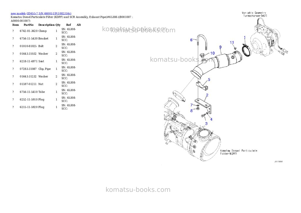 Komatsu GD655-7 S/N 66001-UP Parts catalog cover Page 7