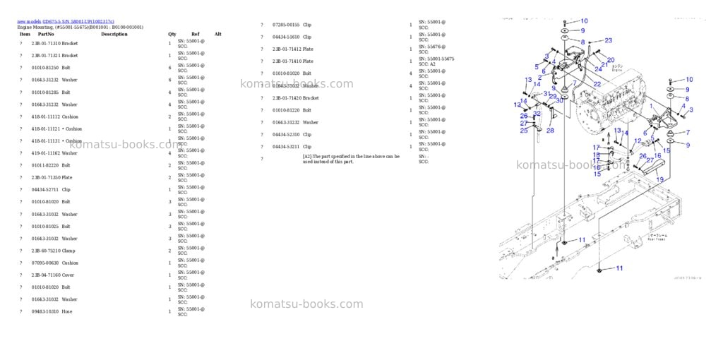 Komatsu GD675-5 S/N 58001-UP Parts catalog cover