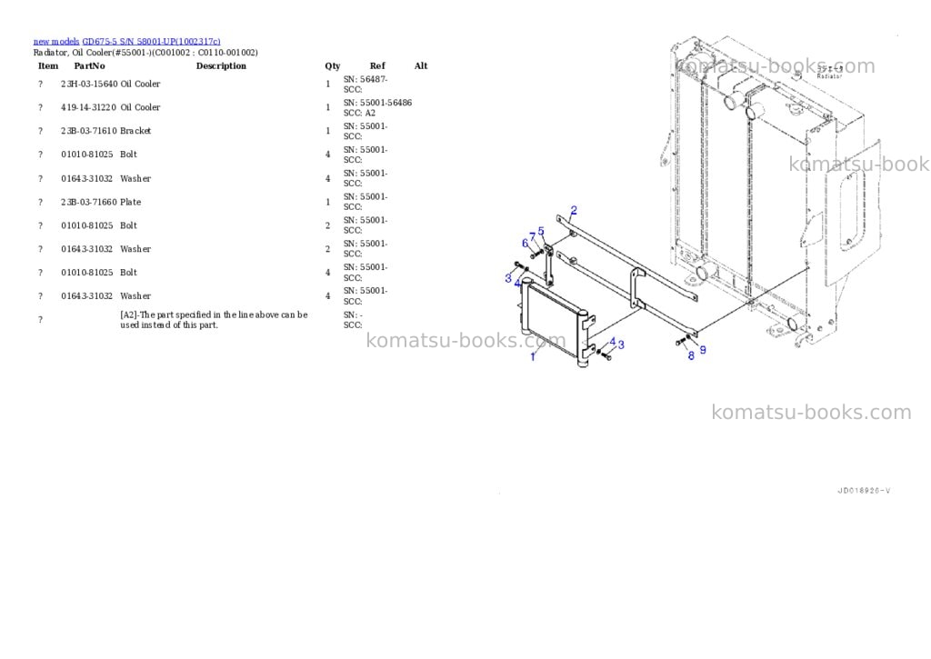 Komatsu GD675-5 S/N 58001-UP Parts catalog cover Page 7