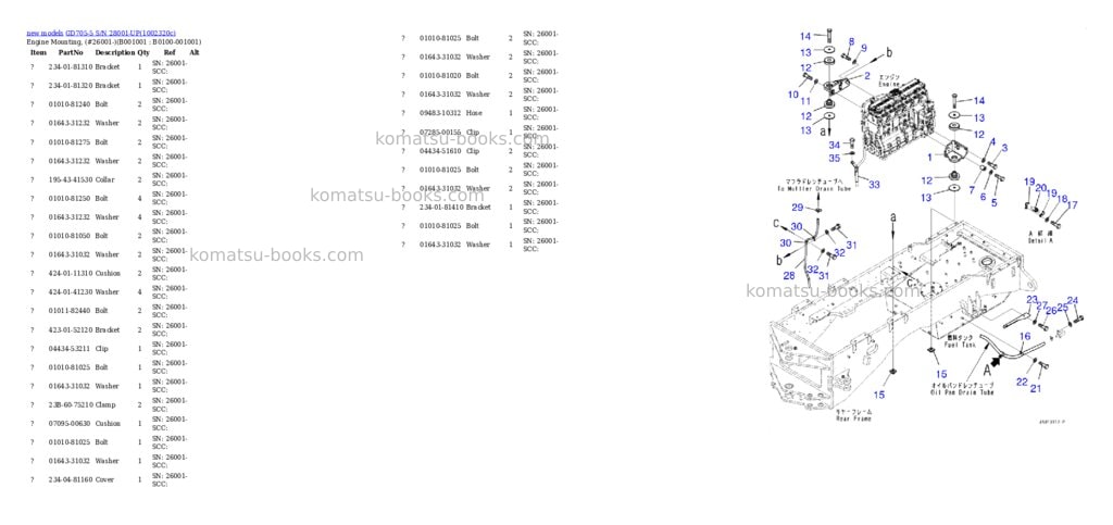 Komatsu GD705-5 S/N 28001-UP Parts catalog cover Komatsu GD705-5 S/N 28001-UP Parts catalog cover