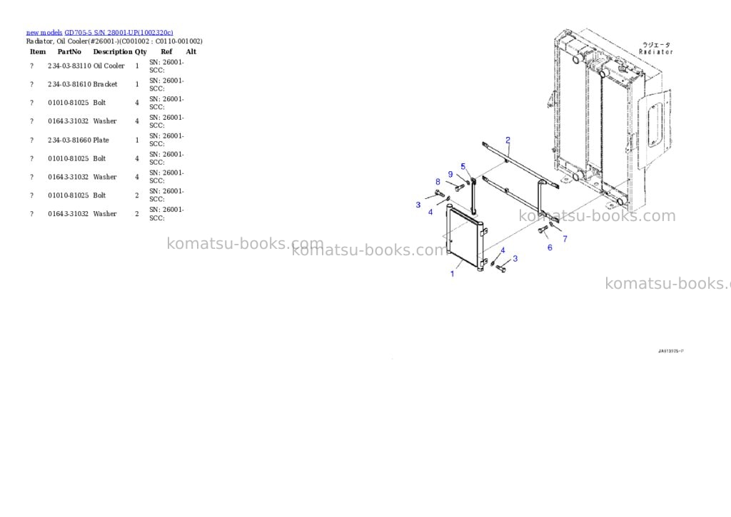 Komatsu GD705-5 S/N 28001-UP Parts catalog cover Page 6 Komatsu GD705-5 S/N 28001-UP Parts catalog cover Page 6