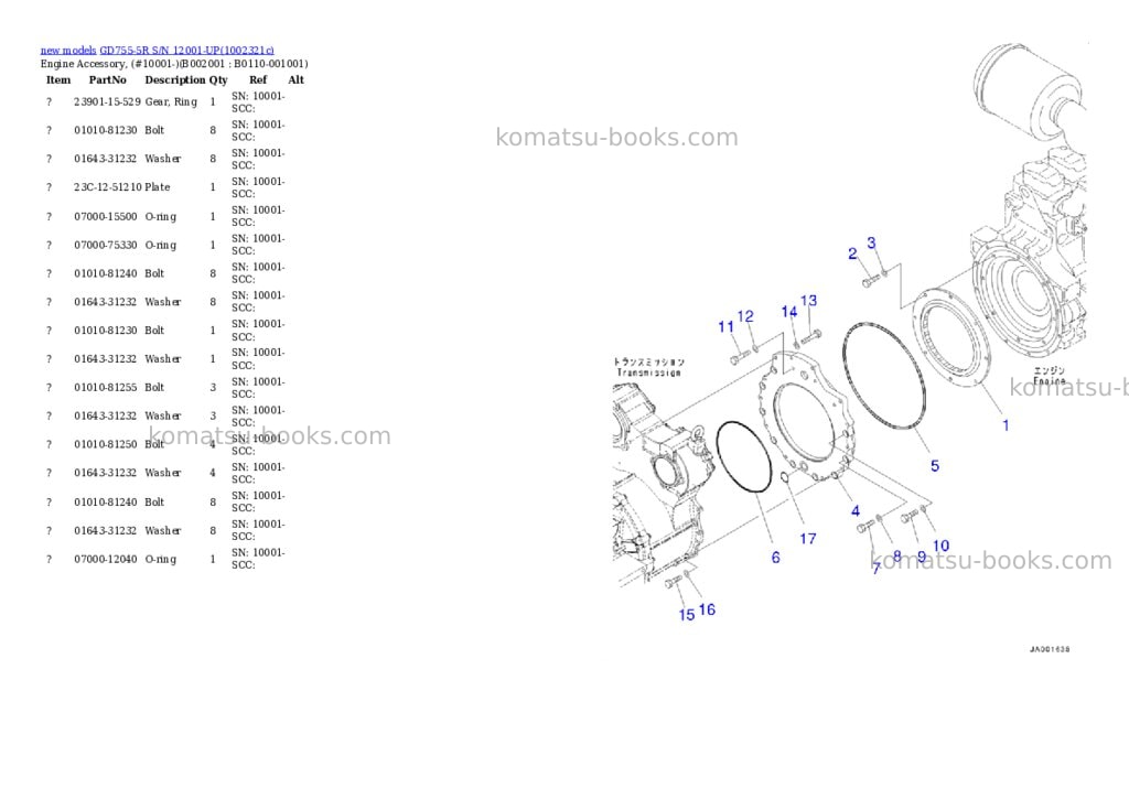 Komatsu GD755-5R S/N 12001-UP Parts catalog cover Page 5