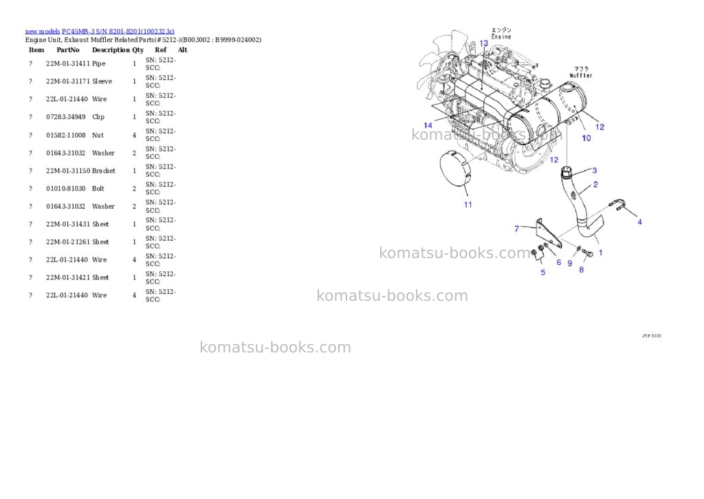 Komatsu PC45MR-3 S/N 8201-8201 Parts catalog cover Page 6 Komatsu PC45MR-3 S/N 8201-8201 Parts catalog cover Page 6