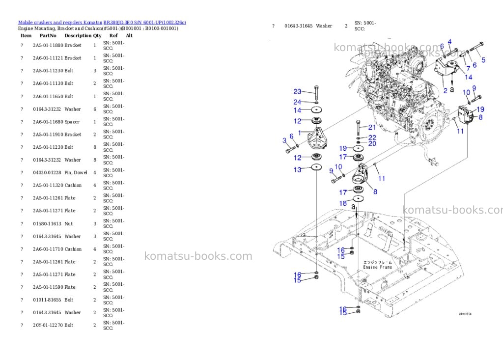 Komatsu BR380JG-3E0 S/N 6001-UP Parts catalog cover Komatsu BR380JG-3E0 S/N 6001-UP Parts catalog cover