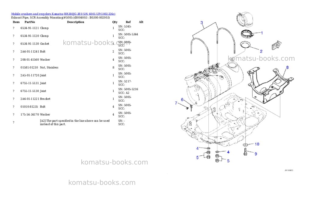 Komatsu BR380JG-3E0 S/N 6001-UP Parts catalog cover Page 10 Komatsu BR380JG-3E0 S/N 6001-UP Parts catalog cover Page 10