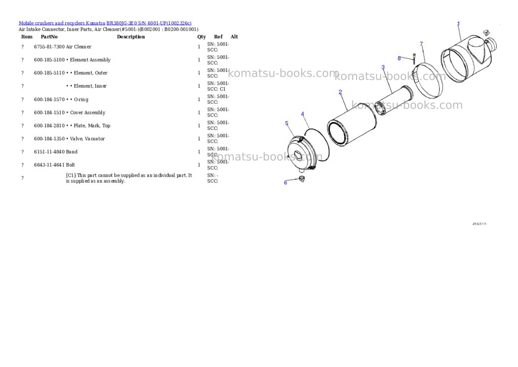 Komatsu BR380JG-3E0 S/N 6001-UP Parts catalog cover Page 3 Komatsu BR380JG-3E0 S/N 6001-UP Parts catalog cover Page 3