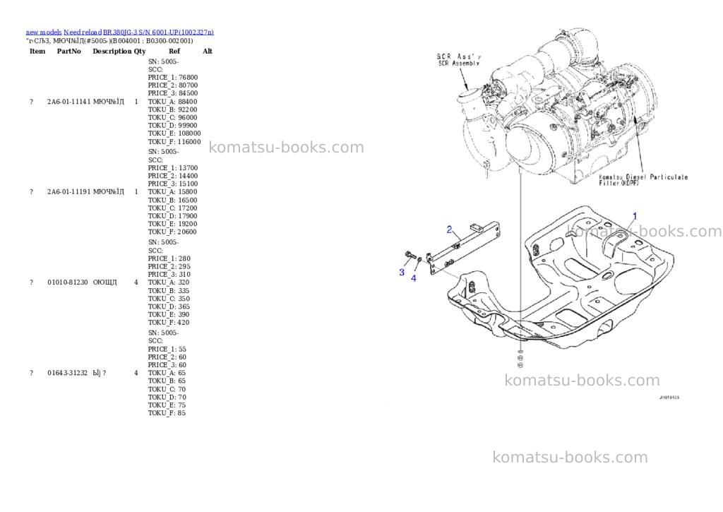 Komatsu BR380JG-3 S/N 6001-UP Parts catalog cover Page 7 Komatsu BR380JG-3 S/N 6001-UP Parts catalog cover Page 7