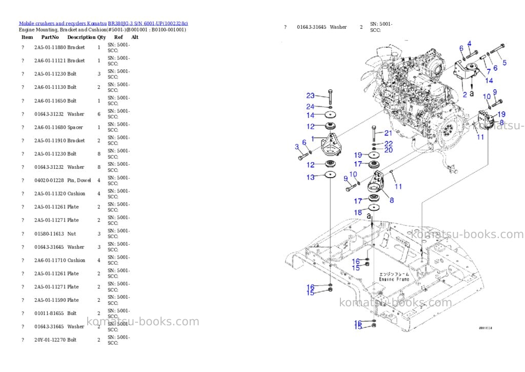 Komatsu BR380JG-3 S/N 6001-UP Parts catalog cover Komatsu BR380JG-3 S/N 6001-UP Parts catalog cover