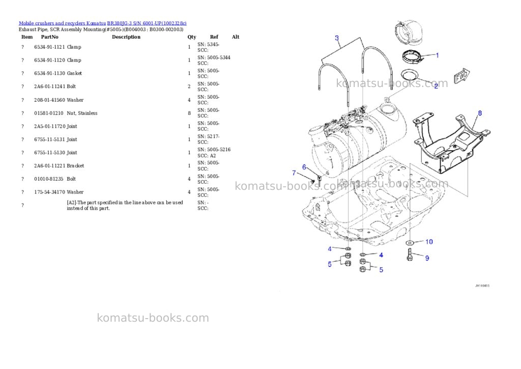 Komatsu BR380JG-3 S/N 6001-UP Parts catalog cover Page 10 Komatsu BR380JG-3 S/N 6001-UP Parts catalog cover Page 10