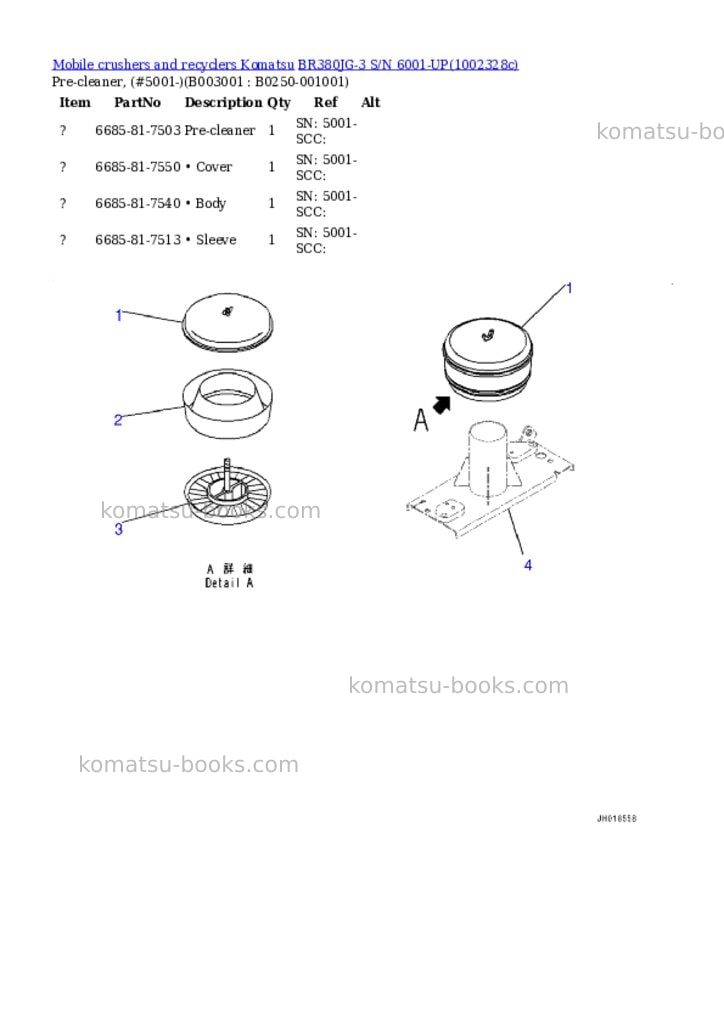 Komatsu BR380JG-3 S/N 6001-UP Parts catalog cover Page 7 Komatsu BR380JG-3 S/N 6001-UP Parts catalog cover Page 7