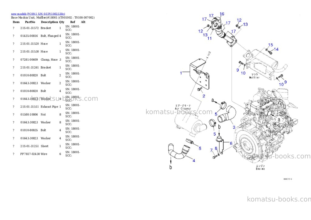 Komatsu PC09-1 S/N 0-UP Parts catalog cover Page 2