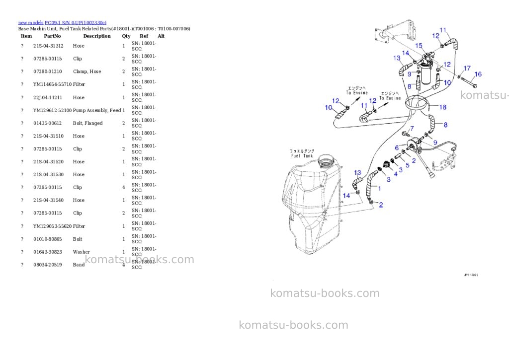 Komatsu PC09-1 S/N 0-UP Parts catalog cover Page 6
