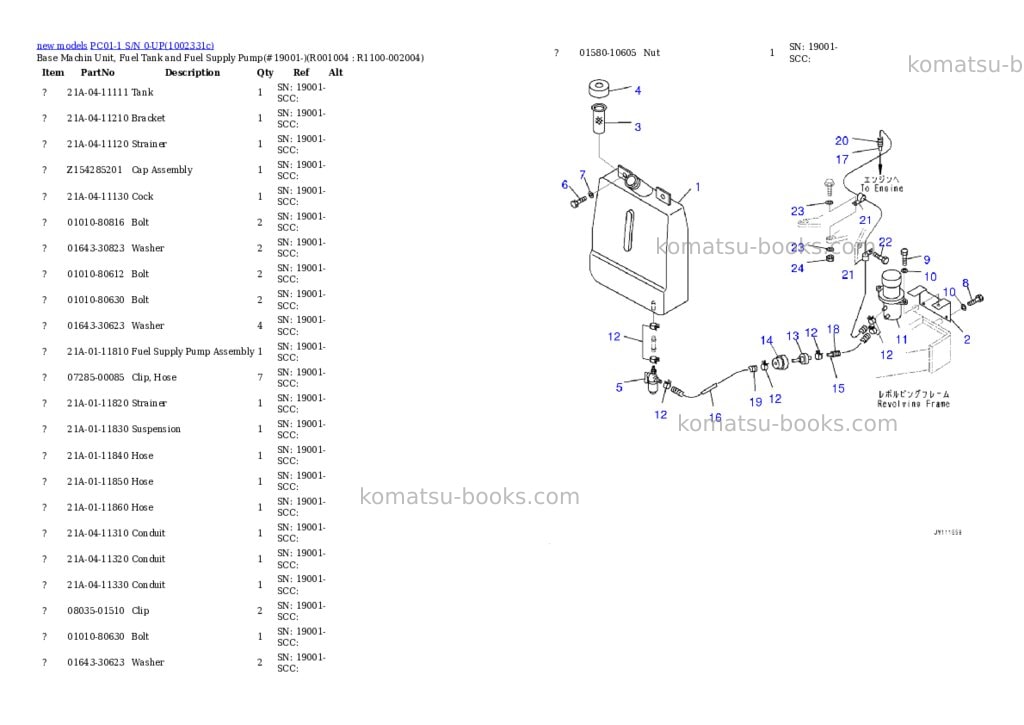 Komatsu PC01-1 S/N 0-UP Parts catalog cover Page 5