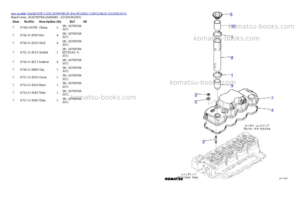 Komatsu SAA4D107E-5 S/N 26799788-UP (For PC220LC-12/PC220LCI-12) Parts catalog cover Page 4 Komatsu SAA4D107E-5 S/N 26799788-UP (For PC220LC-12/PC220LCI-12) Parts catalog cover Page 4