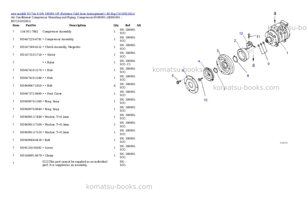 Komatsu D275A-6 S/N 190001-UP (Extreme Cold Area Arrangement (-40 deg C)) Parts catalog cover Page 5 Komatsu D275A-6 S/N 190001-UP (Extreme Cold Area Arrangement (-40 deg C)) Parts catalog cover Page 5