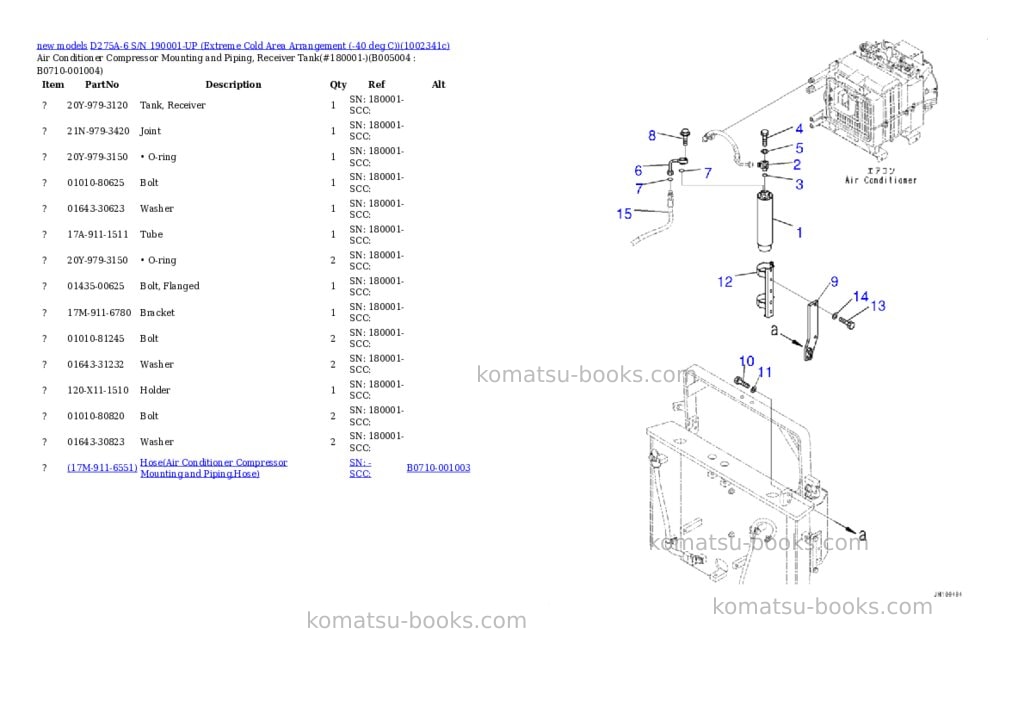 Komatsu D275A-6 S/N 190001-UP (Extreme Cold Area Arrangement (-40 deg C)) Parts catalog cover Page 8 Komatsu D275A-6 S/N 190001-UP (Extreme Cold Area Arrangement (-40 deg C)) Parts catalog cover Page 8