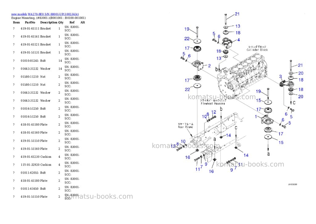 Komatsu WA270-8E0 S/N 88001-UP Parts catalog cover
