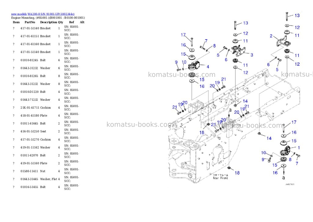 Komatsu WA200-8 S/N 91001-UP Parts catalog cover