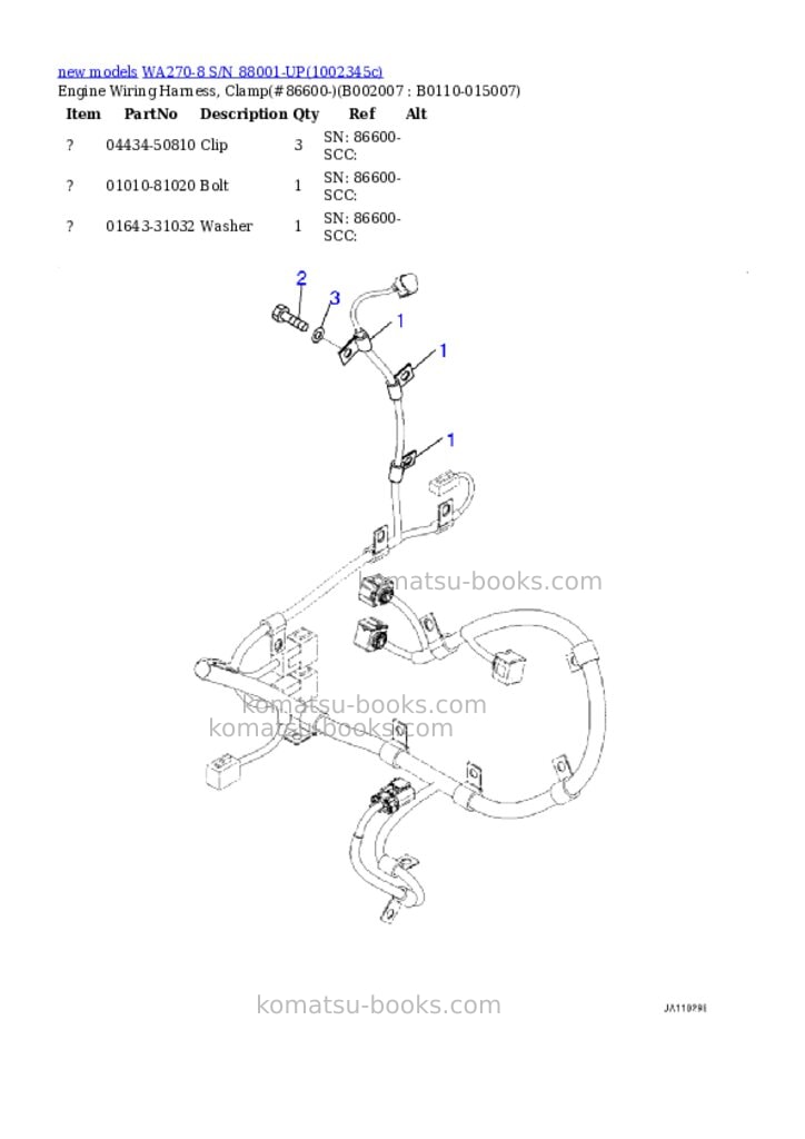 Komatsu WA270-8 S/N 88001-UP Parts catalog cover Page 8