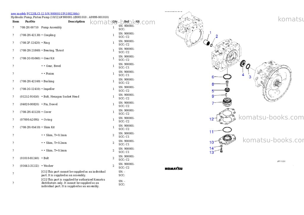 Komatsu PC220LCI-12 S/N 900001-UP Parts catalog cover Page 10 Komatsu PC220LCI-12 S/N 900001-UP Parts catalog cover Page 10