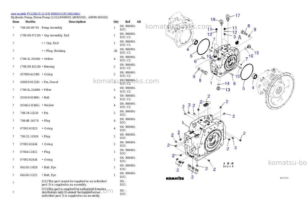 Komatsu PC220LCI-12 S/N 900001-UP Parts catalog cover Page 2 Komatsu PC220LCI-12 S/N 900001-UP Parts catalog cover Page 2