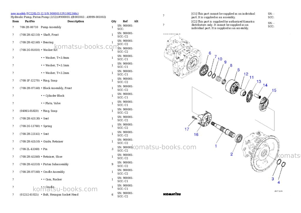 Komatsu PC220LCI-12 S/N 900001-UP Parts catalog cover Page 3 Komatsu PC220LCI-12 S/N 900001-UP Parts catalog cover Page 3