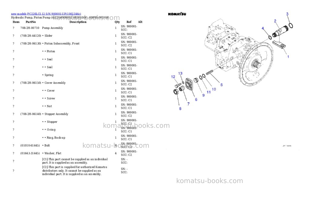 Komatsu PC220LCI-12 S/N 900001-UP Parts catalog cover Page 4 Komatsu PC220LCI-12 S/N 900001-UP Parts catalog cover Page 4