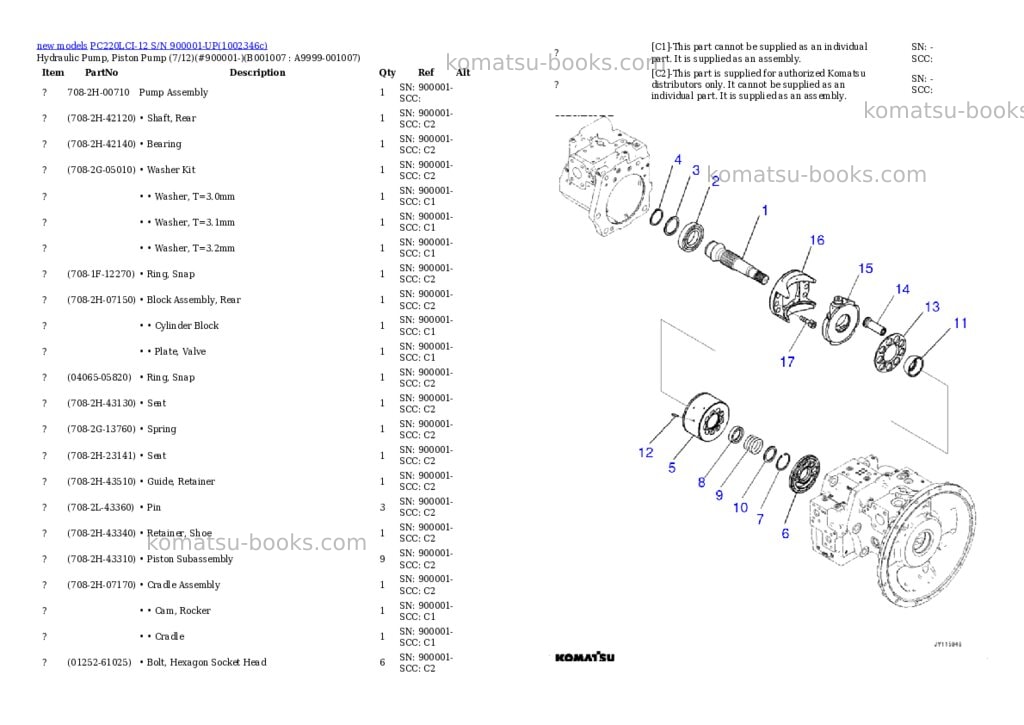 Komatsu PC220LCI-12 S/N 900001-UP Parts catalog cover Page 7 Komatsu PC220LCI-12 S/N 900001-UP Parts catalog cover Page 7