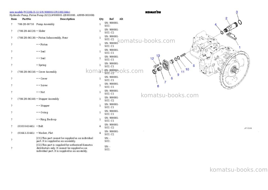 Komatsu PC220LCI-12 S/N 900001-UP Parts catalog cover Page 8 Komatsu PC220LCI-12 S/N 900001-UP Parts catalog cover Page 8
