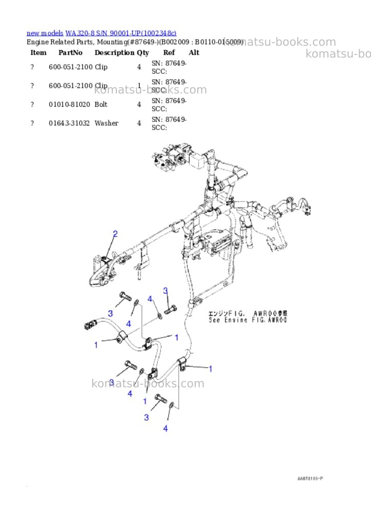 Komatsu WA320-8 S/N 90001-UP Parts catalog cover Page 10 Komatsu WA320-8 S/N 90001-UP Parts catalog cover Page 10