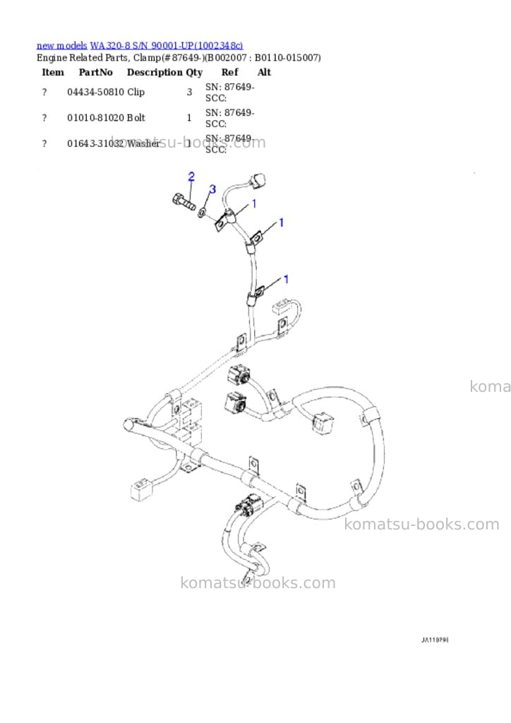 Komatsu WA320-8 S/N 90001-UP Parts catalog cover Page 8 Komatsu WA320-8 S/N 90001-UP Parts catalog cover Page 8