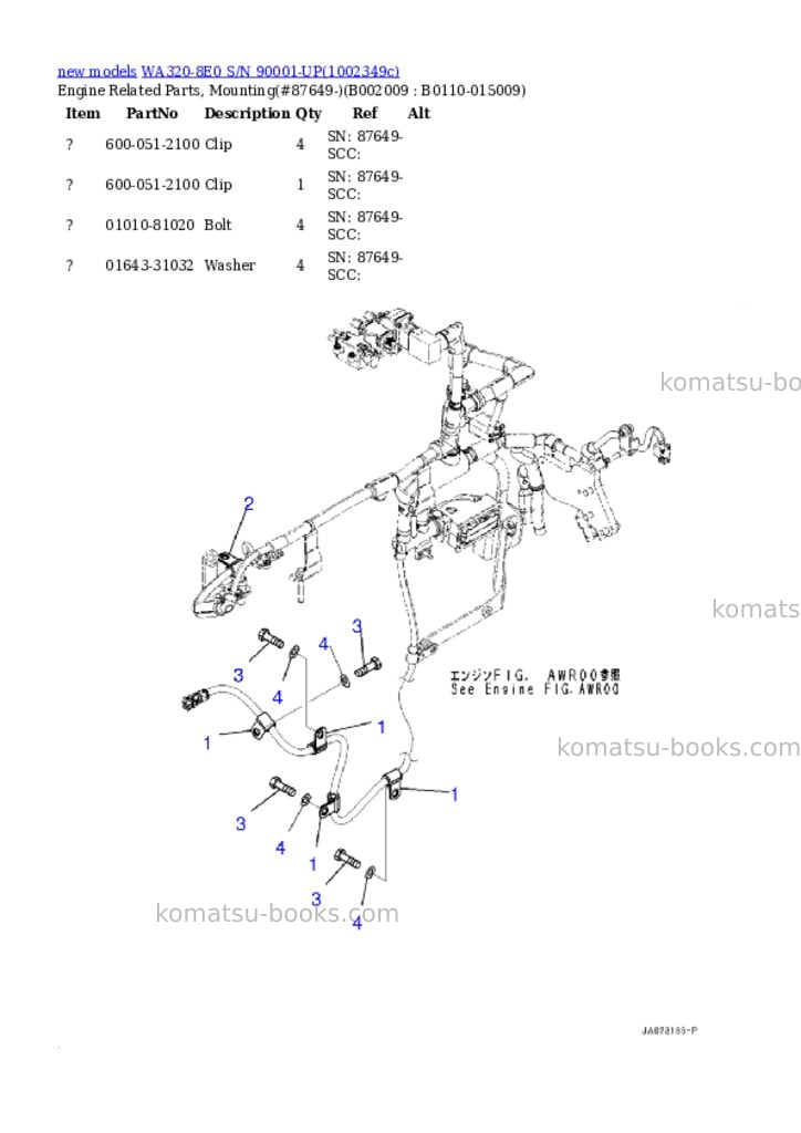 Komatsu WA320-8E0 S/N 90001-UP Parts catalog cover Page 10 Komatsu WA320-8E0 S/N 90001-UP Parts catalog cover Page 10