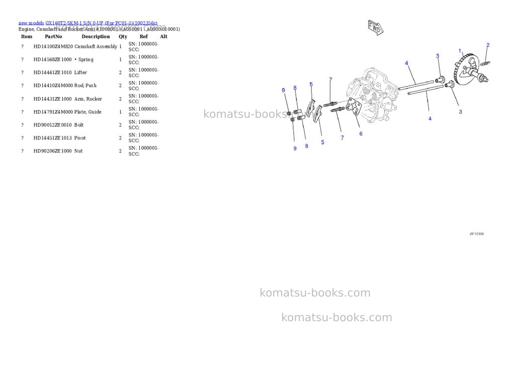 Komatsu GX160T2-SKM-1 S/N 0-UP (For PC01-1) Parts catalog cover Page 10