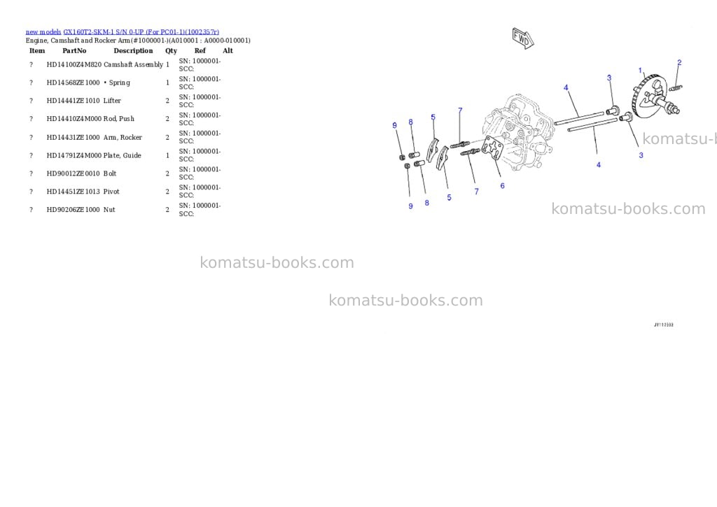 Komatsu GX160T2-SKM-1 S/N 0-UP (For PC01-1) Parts catalog cover Page 10
