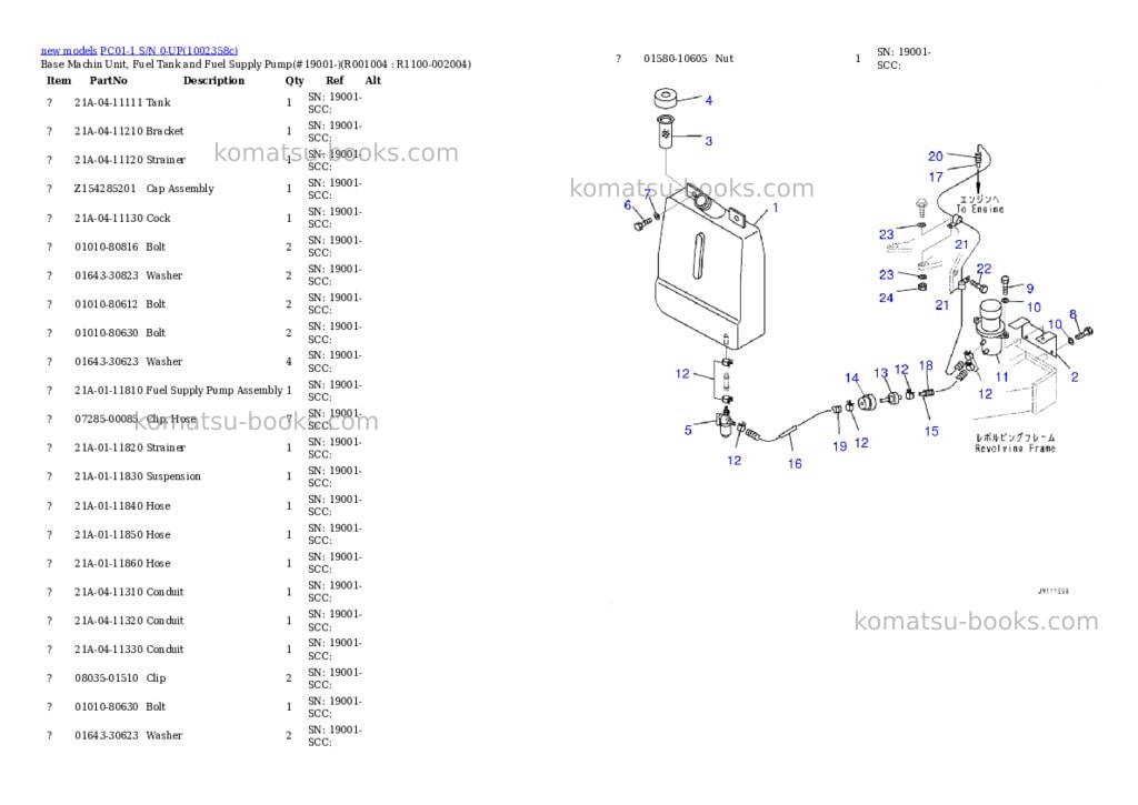 Komatsu PC01-1 S/N 0-UP Parts catalog cover Page 5