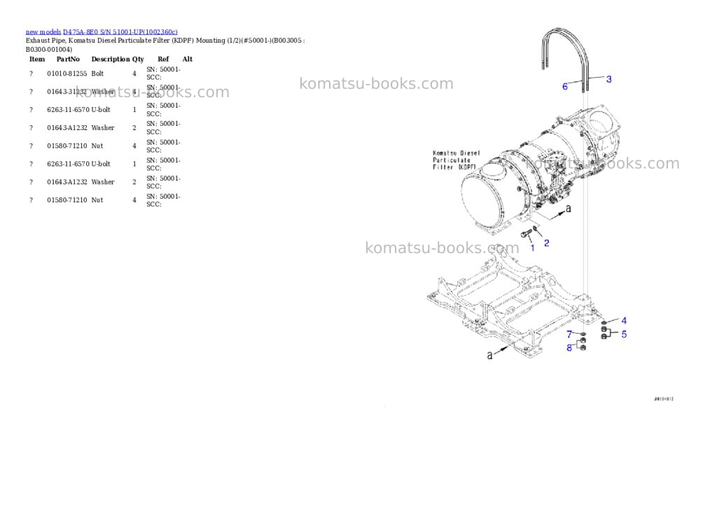 Komatsu D475A-8E0 S/N 51001-UP Parts catalog cover Page 8