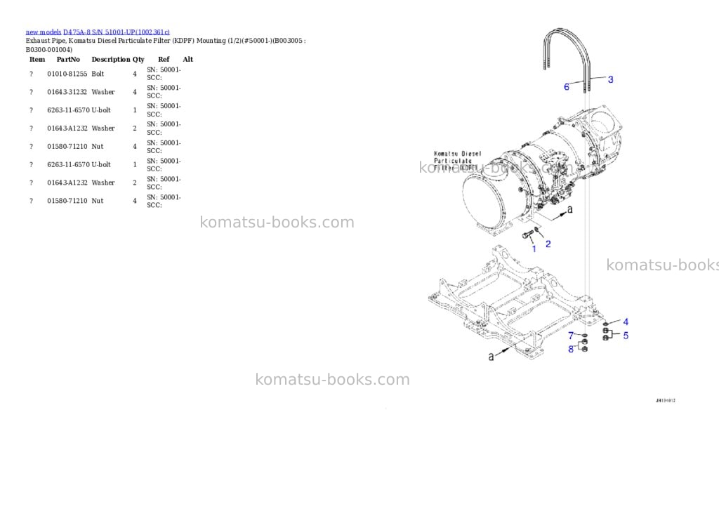 Komatsu D475A-8 S/N 51001-UP Parts catalog cover Page 8