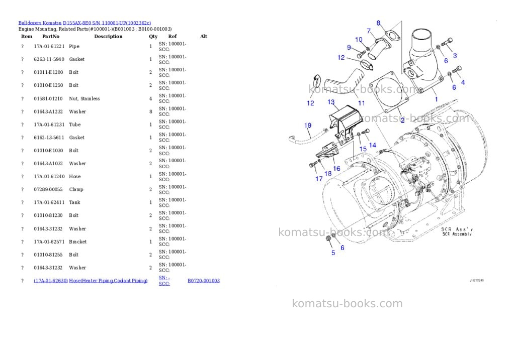 Komatsu D155AX-8E0 S/N 110001-UP Parts catalog cover Page 3 Komatsu D155AX-8E0 S/N 110001-UP Parts catalog cover Page 3
