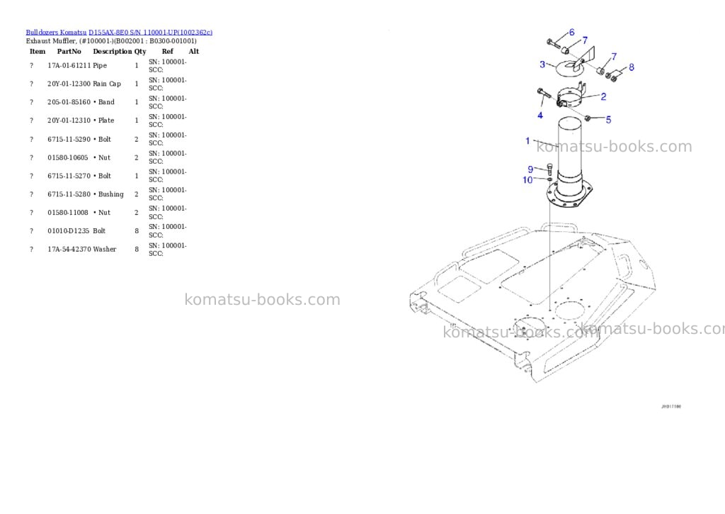 Komatsu D155AX-8E0 S/N 110001-UP Parts catalog cover Page 4 Komatsu D155AX-8E0 S/N 110001-UP Parts catalog cover Page 4