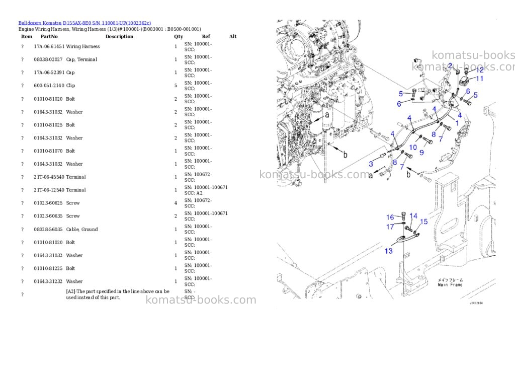 Komatsu D155AX-8E0 S/N 110001-UP Parts catalog cover Page 5 Komatsu D155AX-8E0 S/N 110001-UP Parts catalog cover Page 5