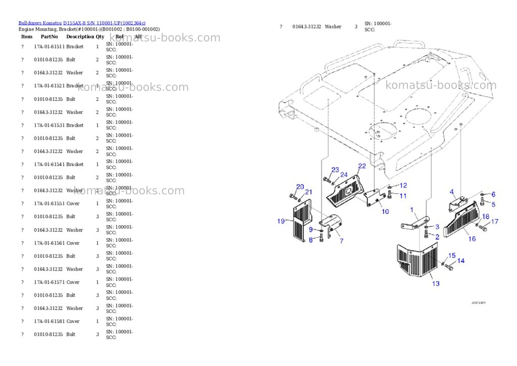 Komatsu D155AX-8 S/N 110001-UP Parts catalog cover Page 2 Komatsu D155AX-8 S/N 110001-UP Parts catalog cover Page 2