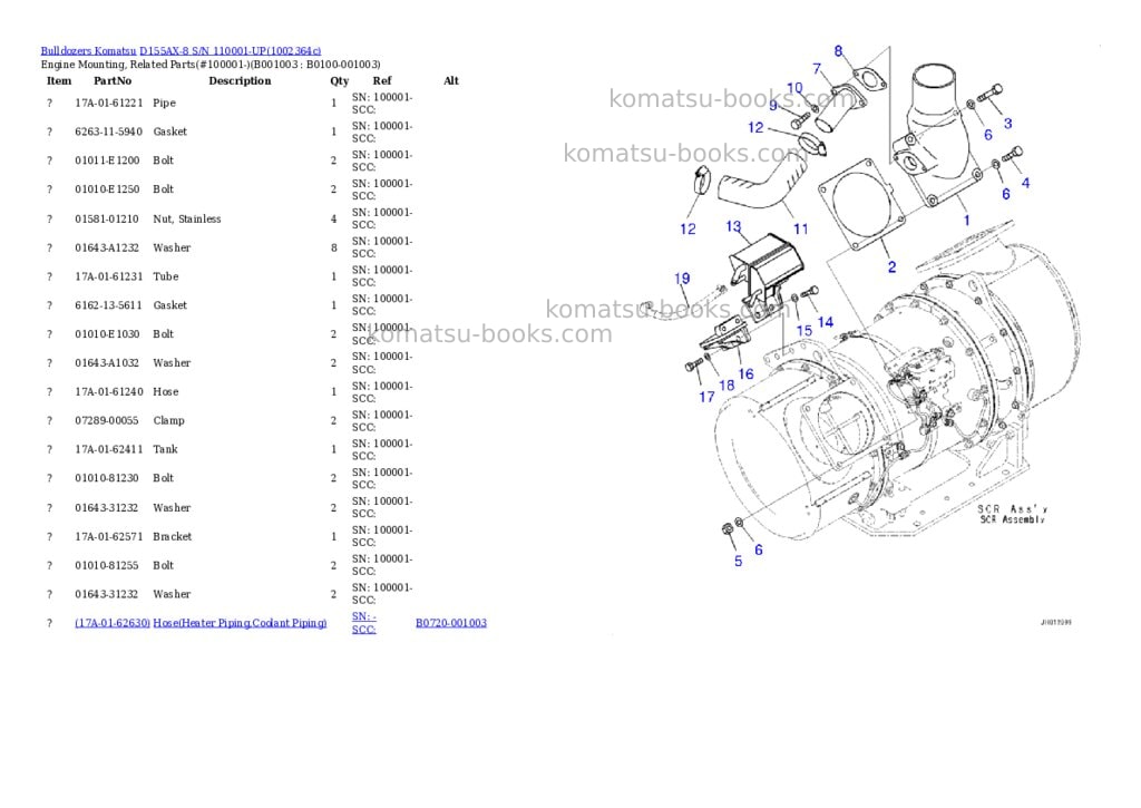Komatsu D155AX-8 S/N 110001-UP Parts catalog cover Page 3 Komatsu D155AX-8 S/N 110001-UP Parts catalog cover Page 3