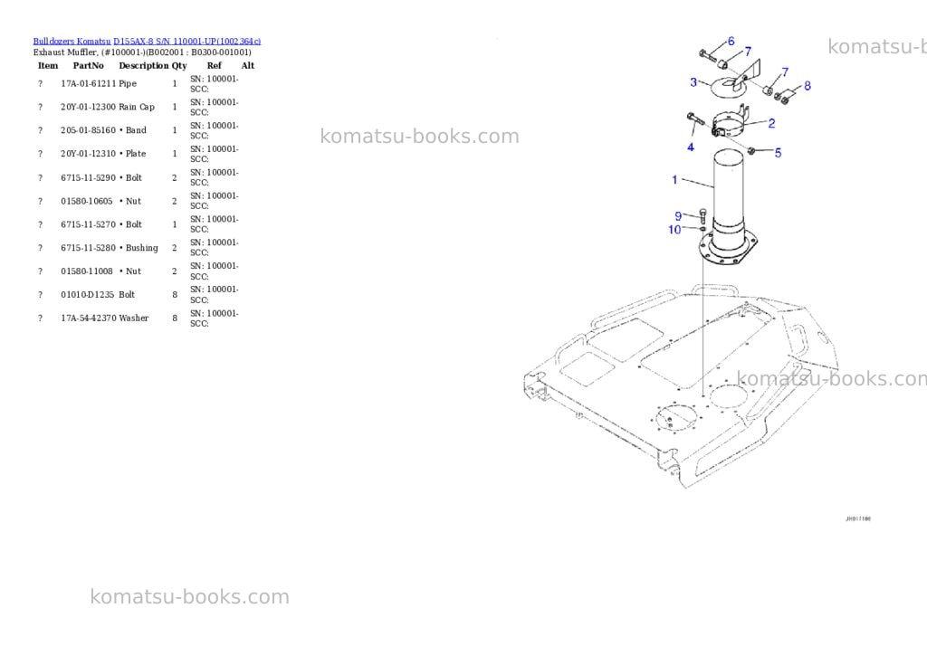 Komatsu D155AX-8 S/N 110001-UP Parts catalog cover Page 4 Komatsu D155AX-8 S/N 110001-UP Parts catalog cover Page 4