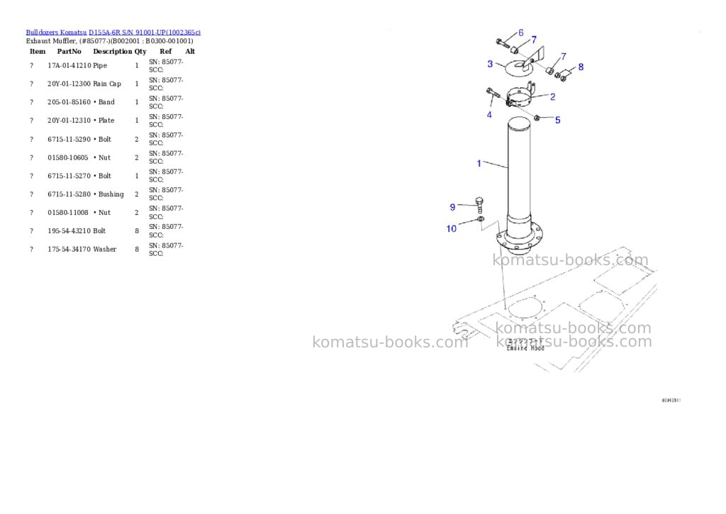 Komatsu D155A-6R S/N 91001-UP Parts catalog cover Page 2 Komatsu D155A-6R S/N 91001-UP Parts catalog cover Page 2