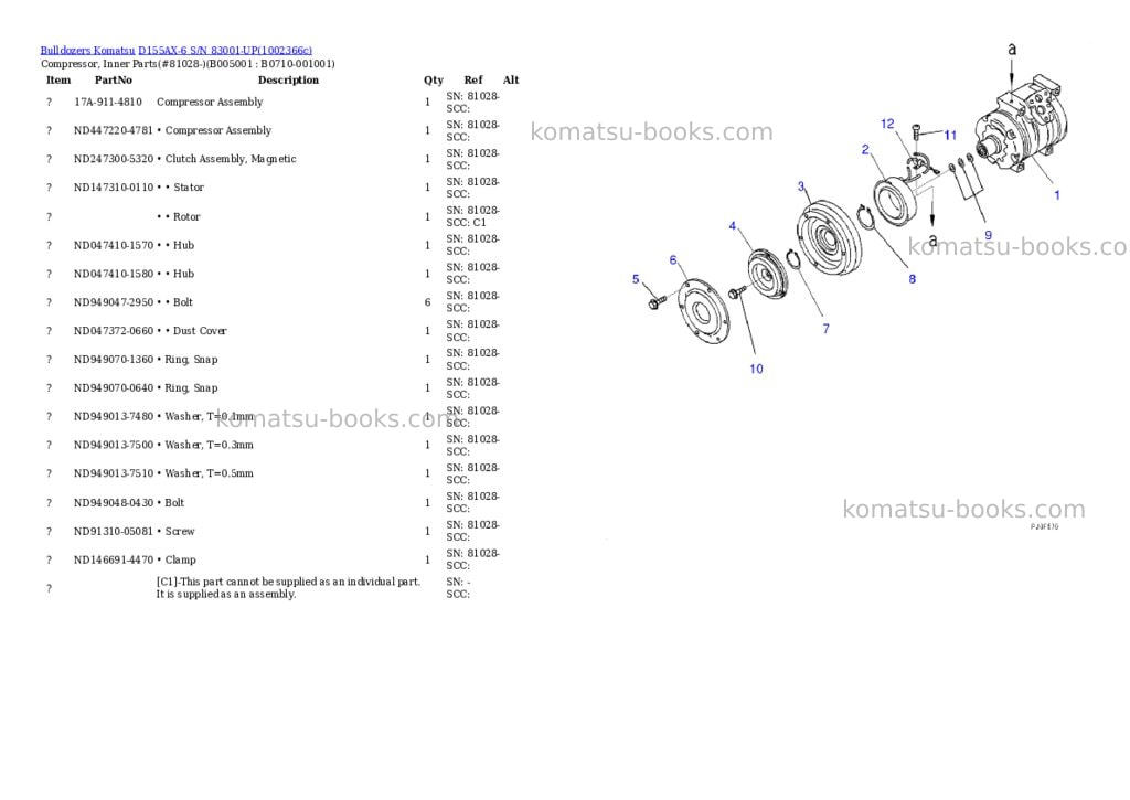 Komatsu D155AX-6 S/N 83001-UP Parts catalog cover Page 6 Komatsu D155AX-6 S/N 83001-UP Parts catalog cover Page 6