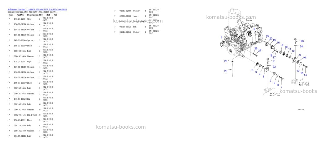 Komatsu D155AX-6 S/N 83001-UP (For EU) Parts catalog cover