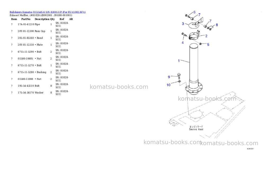 Komatsu D155AX-6 S/N 83001-UP (For EU) Parts catalog cover Page 2