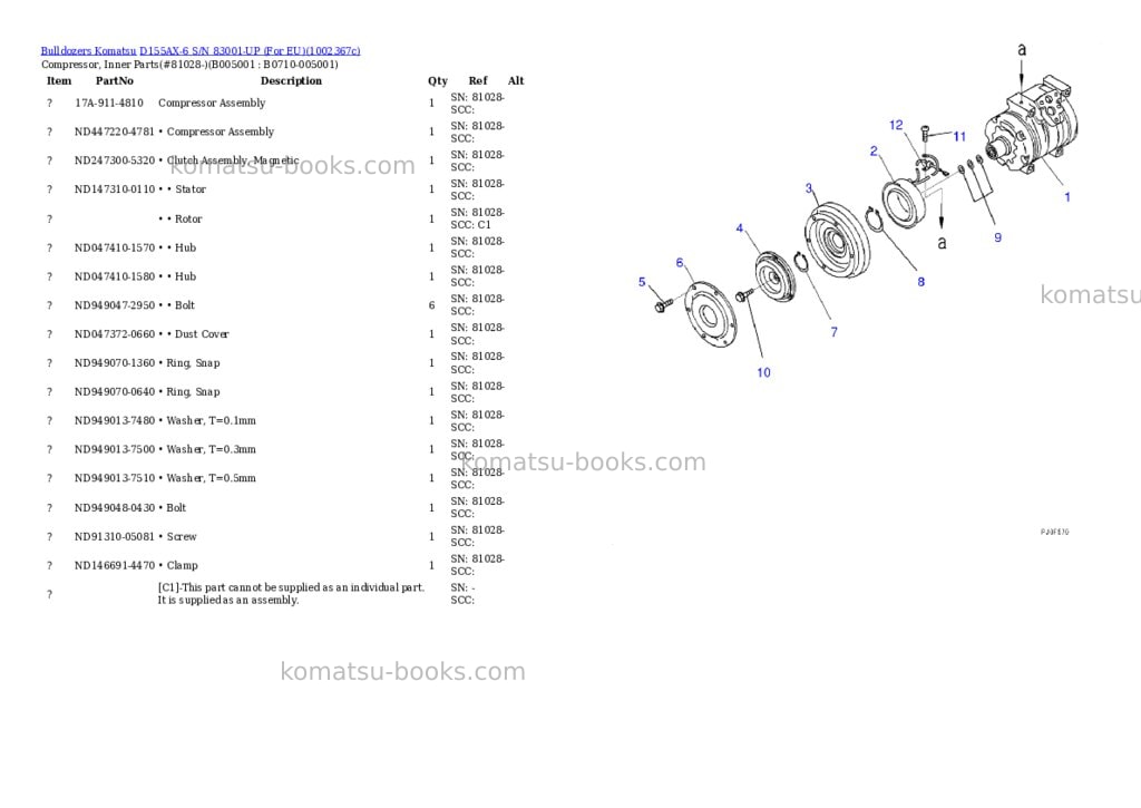 Komatsu D155AX-6 S/N 83001-UP (For EU) Parts catalog cover Page 6