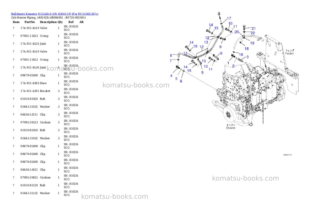 Komatsu D155AX-6 S/N 83001-UP (For EU) Parts catalog cover Page 9