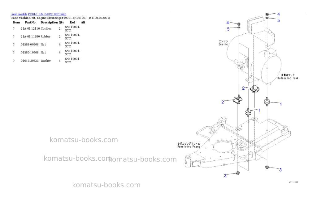 Komatsu PC01-1 S/N 0-UP Parts catalog cover Page 2